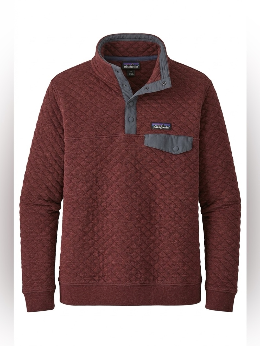 Patagonia Women’s Quilted Snap Pullover - Maroon with Gray Trim